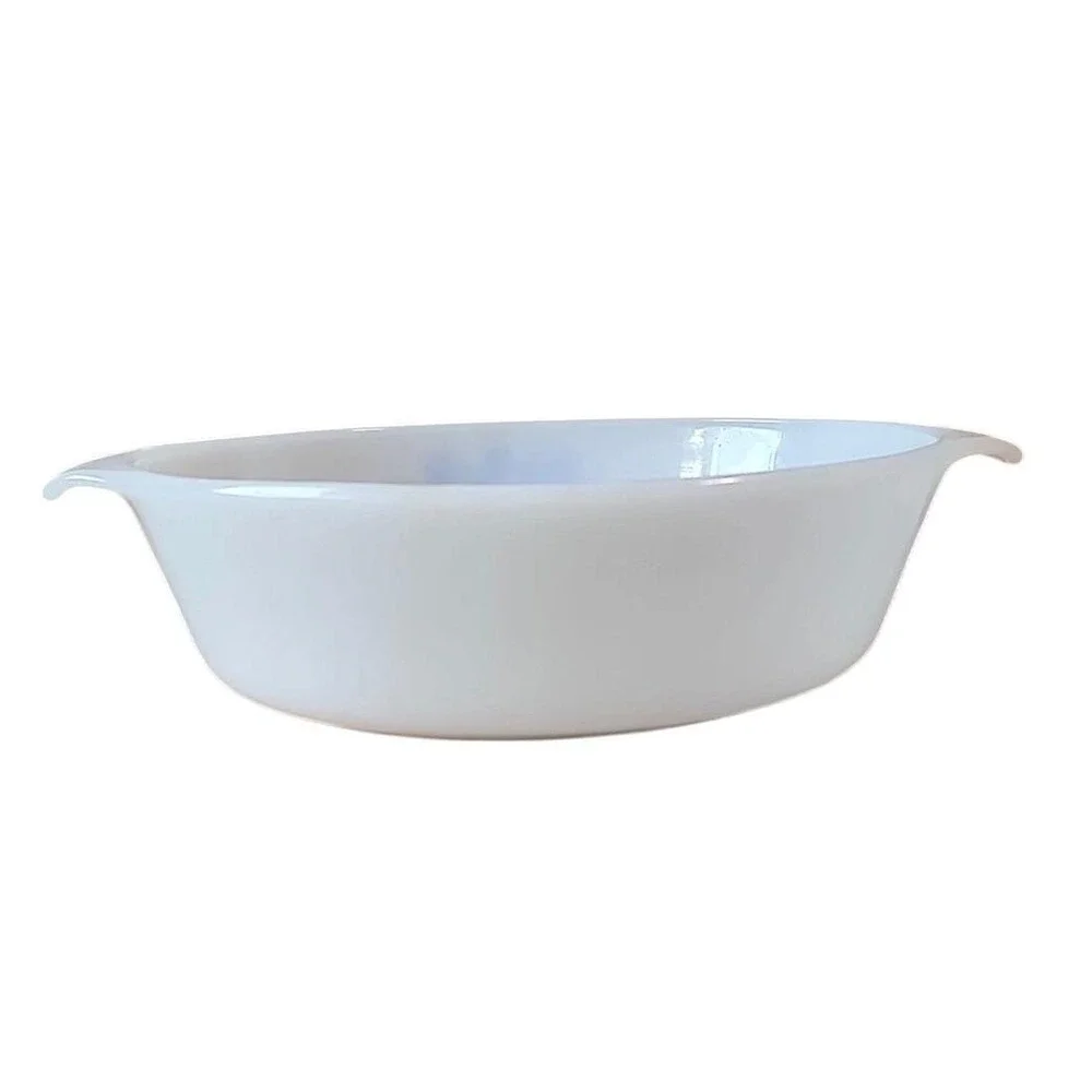 Anchor Hocking Fire-King Blue Cornflower Milk Glass Oval Casserole Dish Medium